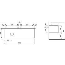 LAUFEN ILBAGNOALESSI Zásuvkový element 1600, s 2 zásuvkami, s výrezom vľavo, top Marrone Naturale, pre umývadlo H818975/6, H818977/8, 1600x500x370 mm, Bledý dub 250, H4323520972501