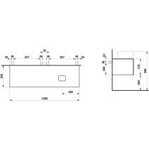 LAUFEN ILBAGNOALESSI Zásuvkový element 1600, s 2 zásuvkami, s výrezom vpravo, top Marrone Naturale, pre umývadlo H818975/6, H818977/8, 1600x500x370 mm, Noce Canaletto – drevená dyha 630, H4323530976301