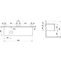 LAUFEN ILBAGNOALESSI Zásuvkový element 1600, s 2 zásuvkami, s výrezom vľavo, top Marrone Naturale vr. otvoru pre batériu, pre umývadlo H818975/6, H818977/8, 1600x500x370 mm, Špeciálne farby 990, H4323550979901