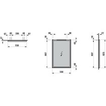 LAUFEN FRAME 25 Zrkadlo s hliníkovým rámom, bez osvetlenia, 550x825 mm, Zrkadlo 144, H4474019001441