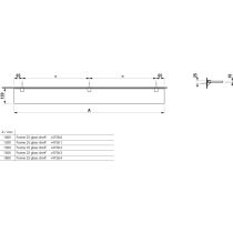 LAUFEN FRAME 25 Sklenená polička s 3 upevnením na stenu 1800 x120 mm, Čierna matná 450, H4475909004501