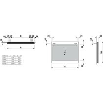 LAUFEN LEELO Zrkadlo, 600 mm v hliníkovom ráme, s vodorovným LED osvetlením, pre externý vypínač, 4000 K, IP44, 600x700 mm, Zrkadlo 144, H4476319501441