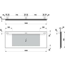 LAUFEN LEELO Zrkadlo, 1800 mm v hliníkovom ráme, s vodorovným LED osvetlením, pre externý vypínač, 4000 K, IP44, 1800x700 mm, Zrkadlo 144, H4477019501441