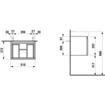 LAUFEN LAUFEN PRO S Skrinka pre umývadlo 818958, 510x370x390 mm, Grafit matný 480, H4830210954801