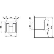 LAUFEN LAUFEN PRO Skrinka pod umývadlo, s 1 zásuvkou, pre umývadlo 818951, s vnútornou zásuvkou, 470x450x390 mm, Biela 475, H4830240954751