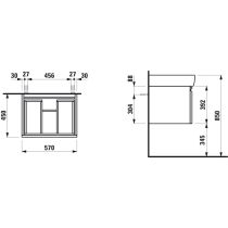 LAUFEN LAUFEN PRO Skrinka pod umývadlo, s 1 zásuvkou, pre umývadlo 818953, s vnútornou zásuvkou, 570x450x390 mm, Biela 475, H4830420954751