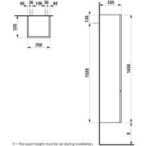 LAUFEN LAUFEN PRO S Vysoká skrinka so 4 poličkami, závesy dverí vľavo, 350x335x1650 mm, Biela lesklá 479, H4831210954791