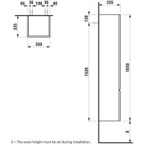 LAUFEN LAUFEN PRO S Vysoká skrinka so 4 poličkami, závesy dverí vpravo, 350x335x1650 mm, Biela 475, H4831220954751