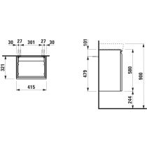 LAUFEN LAUFEN PRO S Skrinka pod umývadlo 815961, 415x320x580 mm, Grafit matný 480, H4833020964801