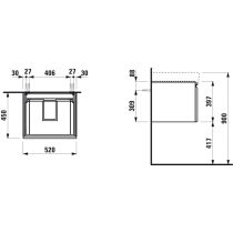 LAUFEN LAUFEN PRO S Skrinka pod umývadlo 810962 so zásuvkou a vnútornou zásuvkou, 520x450x390 mm, Biela lesklá 479, H4833520964791