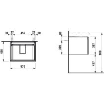 LAUFEN LAUFEN PRO S Skrinka pod umývadlo 810963 so zásuvkou, 570x450x390 mm, Biela 475, H4833710964751