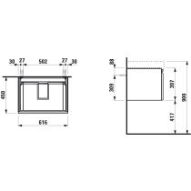 LAUFEN LAUFEN PRO S Skrinka pod umývadlo 810964 so zásuvkou a vnútornou zásuvkou, 615x450x390 mm, Biela 475, H4834220964751