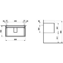 LAUFEN LAUFEN PRO S Skrinka pod umývadlo 813965 so zásuvkou a vnútornou zásuvkou, 810x450x390 mm, Biela lesklá 479, H4835020964791
