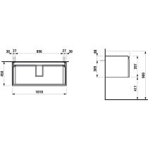 LAUFEN LAUFEN PRO S Skrinka pod umývadlo 813966 so zásuvkou a vnútornou zásuvkou, 1010x450x390 mm, Biela 463, H4835520964631