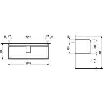 LAUFEN LAUFEN PRO S Skrinka pod umývadlo, pre 814965 so zásuvkou a vnútornou zásuvkou, 1160x450x395 mm, Biela 475, H4835620964751