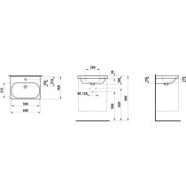 LAUFEN LUA Umývadlo bez otvrou pre batériu, bez prepadu a bez otvoru v odtokovom ventile, 600x460 mm, farba Biela, H8100830001421