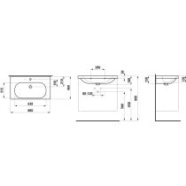 LAUFEN LUA Umývadlo bez otvrou pre batériu, bez prepadu a bez otvoru v odtokovom ventile, 800x460 mm, farba Biela LCC, H8100874001421