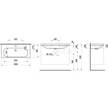 LAUFEN LUA Umývadlo bez otvrou pre batériu s prepadom, 1000x460 mm, farba Biela, H8100890001091