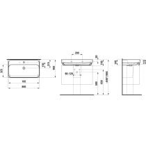 LAUFEN MEDA Umývadlo s tromi otvormi pre batériu s prepadom, 800x460 mm, farba Biela, H8101170001081