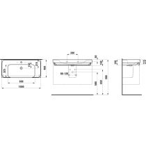 LAUFEN MEDA Umývadlo, odkladacia plocha vpravo a vľavo bez otvrou pre batériu s prepadom, 1000x460 mm, farba Čierna matná, H8101197161091
