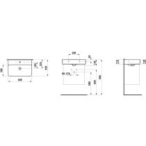 LAUFEN VAL Umývadlo bez otvrou pre batériu s prepadom, SaphirKeramik, 600x420 mm, farba Čierna matná, H8102837161091