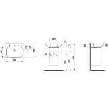 LAUFEN INO Umývadlo s jedným otvorom pre batériu uprostred s prepadom, SaphirKeramik, 560x450 mm, farba Čierna matná, H8103027161041