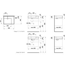 LAUFEN Kartell LAUFEN Umývadlo, odkladacia plocha vpravo, so skrytým odpadom bez otvoru pre batériu, bez prepadu, SaphirKeramik, 600x460 mm, farba Biela LCC, H8103344001121