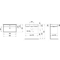 LAUFEN Kartell LAUFEN Umývadlo bez otvrou pre batériu s prepadom, 800x460 mm, farba Biela LCC Active, H810336A001091