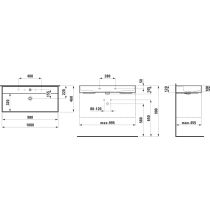 LAUFEN Kartell LAUFEN Umývadlo bez otvrou pre batériu s prepadom, 1000x460 mm, farba Čierna lesklá, H8103370201091