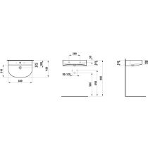 LAUFEN SONAR Umývadlo s jedným otvorom pre batériu uprostred s prepadom, SaphirKeramik, 600x420 mm, farba Biela LCC, H8103424001041