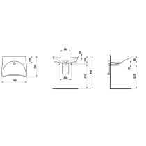 LAUFEN REHAB Zdravotné umývadlo, bez prepadu, bez otvoru pre batériu, pre telesne postihnutých, doporučujeme podomietkový sifón Geberit 151.120.xx.1 660x550 mm, farba Biela, H8106030000001
