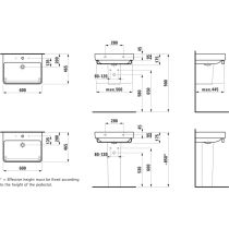 LAUFEN LAUFEN PRO S Umývadlo bez otvrou pre batériu, bez prepadu a bez otvoru v odtokovom ventile, 600x465 mm, farba Biela LCC Active, H810963A001421