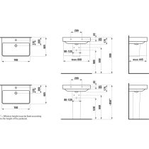 LAUFEN LAUFEN PRO S Umývadlo bez otvrou pre batériu, bez prepadu a bez otvoru v odtokovom ventile, 700x465 mm, farba Biela LCC Active, H810967A001421