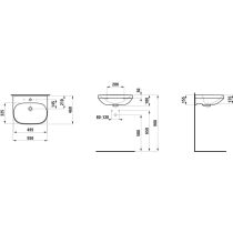LAUFEN LUA Umývadlo s jedným otvorom pre batériu uprostred s prepadom, 550x460 mm, farba Biela, H8110810001041