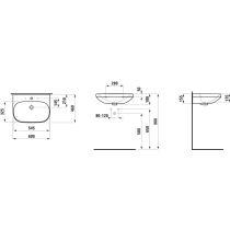 LAUFEN LUA Umývadlo s jedným otvorom pre batériu uprostred s prepadom, 600x460 mm, farba Biela, H8110830001041