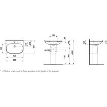 LAUFEN LUA Umývadlo s jedným otvrom pre batériu, bez prepadu a bez otvoru v odtokovom ventile, 600x460 mm, farba Biela LCC, H8110834001561