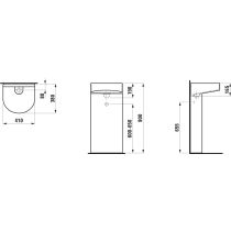LAUFEN SONAR Voľne stojace umývadlo, bez armatúrnej dosky bez otvoru pre batériu, bez prepadu, SaphirKeramik, 410x380 mm, farba Biela LCC, H8113414001121