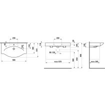LAUFEN PALACE Umývadlo bez držiaku na uterák s tromi otvormi pre batériu s prepadom, 900x510 mm, farba Biela, H8117020001081