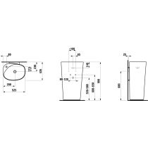 LAUFEN PALOMBA COLLECTION Stojace umývadlo s keramickým nástenným uchytením bez otvrou pre batériu s prepadom, 525x435 mm, farba Biela LCC, H8118044001091
