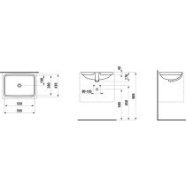 LAUFEN LAUFEN PRO S Vstavané umývadlo bez otvrou pre batériu s prepadom, 550x380 mm, farba Biela LCC Active, H811963A001091
