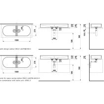 LAUFEN SONAR Umývadlová misa bez armatúrnej dosky, bez prepadu bez otvoru pre batériu, bez prepadu, SaphirKeramik, 1000x370 mm, farba Biela, H8123480001121