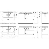 LAUFEN SONAR Umývadlová misa bez armatúrnej dosky, bez prepadu bez otvoru pre batériu, bez prepadu, SaphirKeramik, 1000x370 mm, farba Biela, H8123490001121