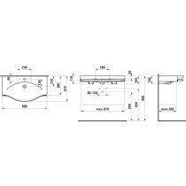 LAUFEN PALACE Umývadlo s držiakom na uterák s jedným otvorom pre batériu uprostred s prepadom, 900x510 mm, farba Biela, H8127020001041