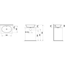 LAUFEN THE NEW CLASSIC Umývadlová misa s prepadom, oválna bez otvrou pre batériu s prepadom, SaphirKeramik, 550x380 mm, farba Biela matná, H8128537571091