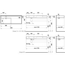 LAUFEN Kartell LAUFEN Umývadlo do nábytku, odkladacia plocha vpravo, bez prepadu, vrátane odpadového ventilu bez otvoru pre batériu, bez prepadu, SaphirKeramik, 1200x460 mm, farba Šedá mat, H8133327591121