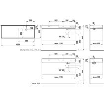 LAUFEN Kartell LAUFEN Umývadlo do nábytku, odkladacia plocha vľavo, bez prepadu, vrátane odpadového ventilu bez otvoru pre batériu, bez prepadu, SaphirKeramik, 1200x460 mm, farba Grafit mat, H8133337581121