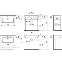 LAUFEN LAUFEN PRO S Umývadlo s tromi otvormi pre batériu s prepadom, 850x465 mm, farba Biela LCC, H8139654001081