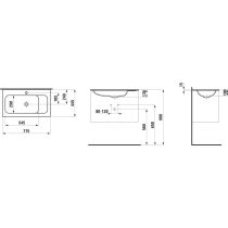 LAUFEN MEDA Umývadlo do nábytku 'slim', materiál Marbond s jedným otvorom pre batériu, bez prepadu, 777x445 mm, farba Biela, H8141170001111