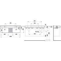 LAUFEN VAL Dvojumývadlo do nábytku, so zníženou odkladacou plochou s reliéfom, 1200x420 mm, Biela LCC Active A00, H814282A001561