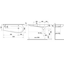 LAUFEN ILBAGNOALESSI Umývadlo do nábytku, asymetrické, odkladacia plocha vľavo s jedným otvorom pre batériu uprostred s prepadom, 1200x500 mm, farba Café mat, H8149741881041